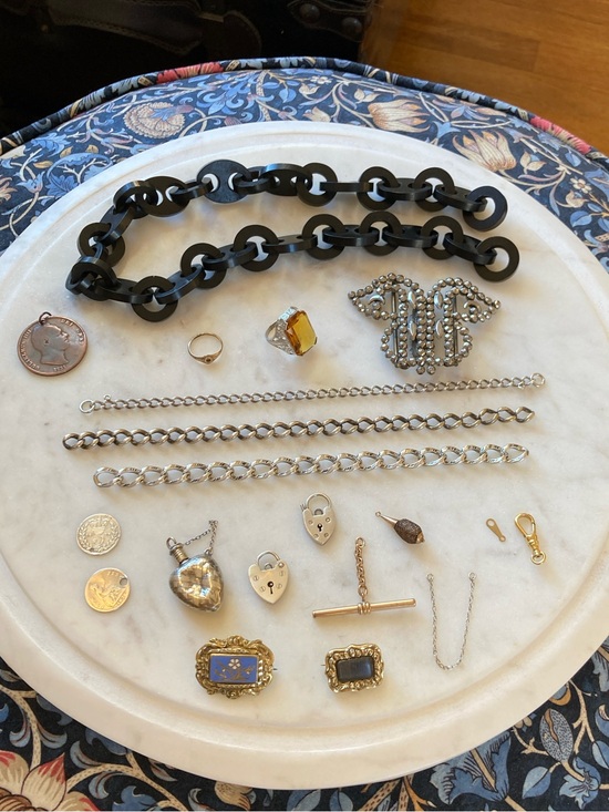 Antique Jewelry - Antique Georgian & Victorian Mourning Jewelry & Hairwork Jewelry Lot